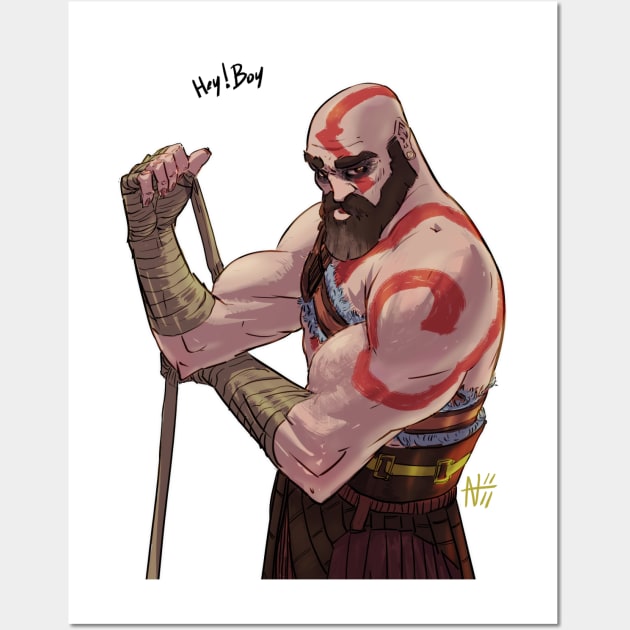 HEY BOY - god of war. Wall Art by Flappy